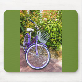 Tapis De Souris Vélo violet brillant prêt pour une balade