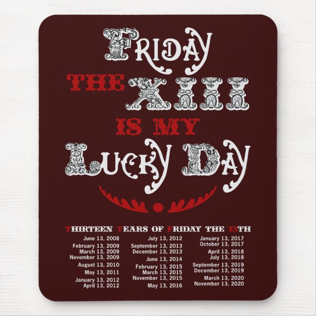 Tapis De Souris Vendredi chanceux le 13ème Mousepad foncé (Devant)