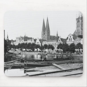 Tapis De Souris Vente du bois sur la rivière Trave, Lübeck, c.19