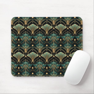 Tapis De Souris Ventilateur d'inspiration Art déco Emerald et Gold