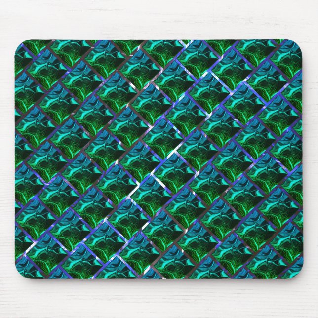 Tapis De Souris Verde esmeralda e curvas, sob grade niquelada ? (Devant)