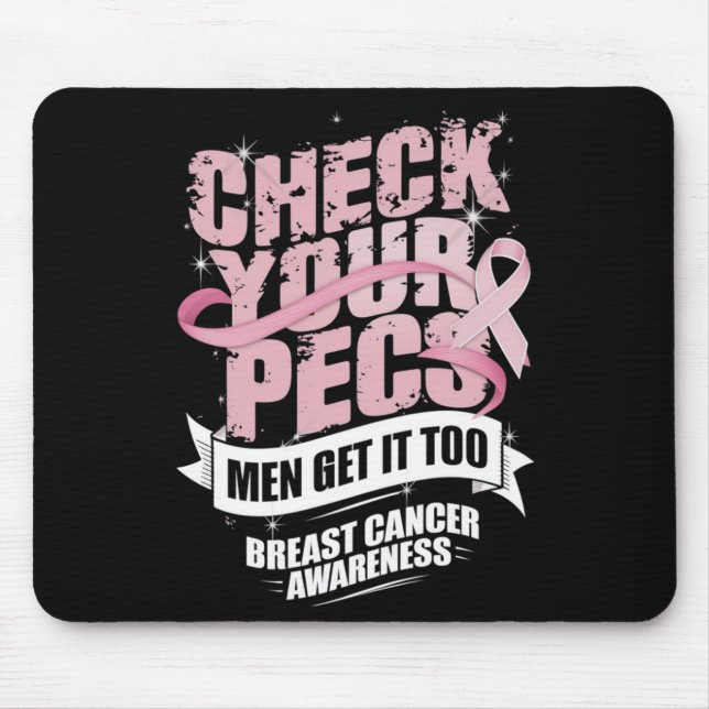Tapis De Souris Vérifiez votre Pecs Hommes Sensibilisation au canc (Devant)