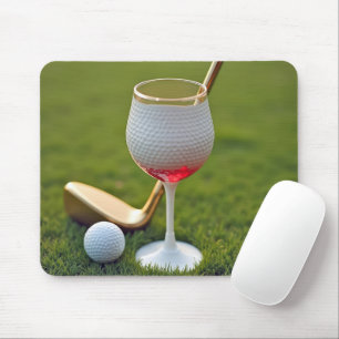 Tapis De Souris Verre À Vin De Boule De Golf Avec Putter