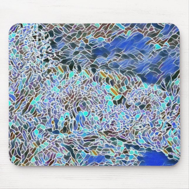 Tapis De Souris Verre abstrait art blues lavande (Devant)