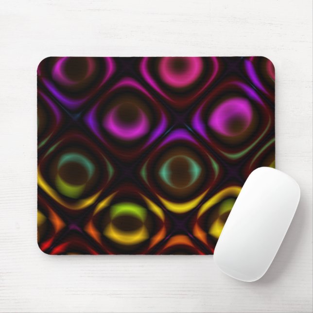 Tapis De Souris Verre | Arc-en-ciel Fractal Art (Avec souris)