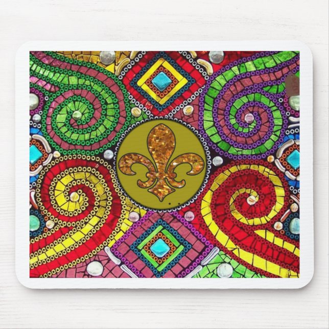 Tapis De Souris Verre souillé Fleur De Lis Abstract (Devant)