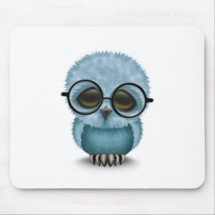 Tapis De Souris Verres de port de hibou mignon de bébé bleu sur 