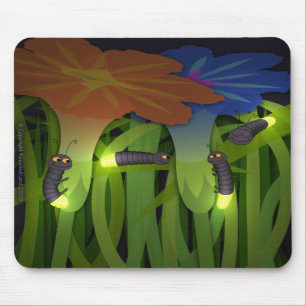 Tapis De Souris Vers de lueur la nuit Mousepad