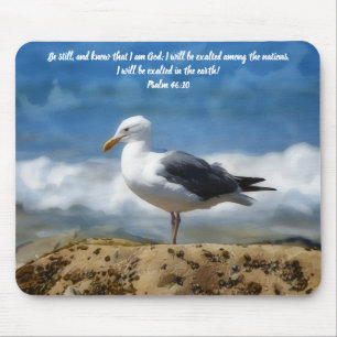 Tapis De Souris Verset biblique d'oiseau de mer immobile Foi