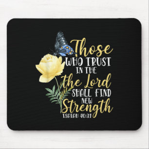 Tapis De Souris Verset de la Bible chrétienne Papillon Rose Fleur