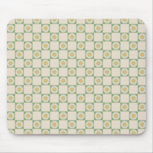 Tapis De Souris Vert esthétique À damiers tournesol Motif Y2K