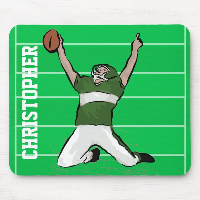 Tapis De Souris Vert et blanc faits sur commande de touchdown de (Devant)