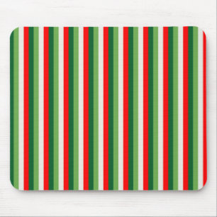Tapis De Souris Vert, étoile blanche et trèfle rouge rayures fines