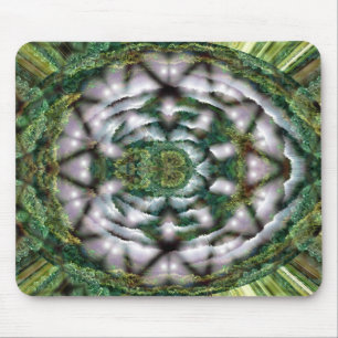 Tapis de souris vert foncé jaune design abstrait