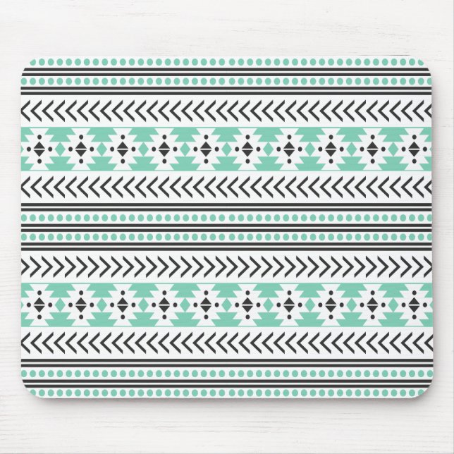 Tapis De Souris Vert géométrique de motif d'impression tribal (Devant)