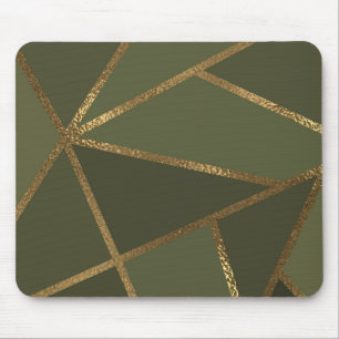 Tapis De Souris Vert olive Or Bronze Géométrique Glamour Chic Bure