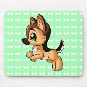 Tapis De Souris Vert tiré par la main espiègle mignon Mousepad de