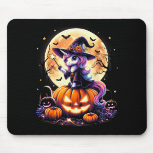 Tapis De Souris Vêtements Licorne Mignonne Sorcière Citrouille Hal