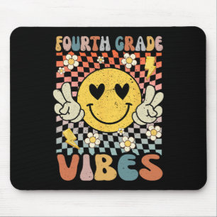 Tapis De Souris Vibes de 4e année Retro Enseignant 1er jour de Sch
