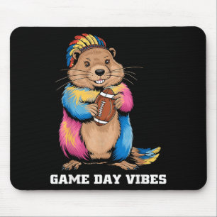 Tapis De Souris Vibes de jour de jeu Tribal Groundhog tenant le fo