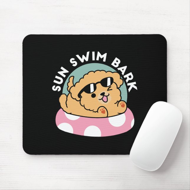 Tapis De Souris Vibes d'été Chien - Chiot flottant avec lunettes d (Avec souris)
