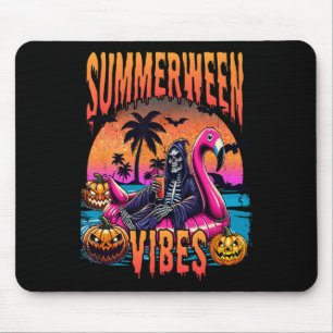 Tapis De Souris Vibes Halloween Vacances d'été Squelette Flotte