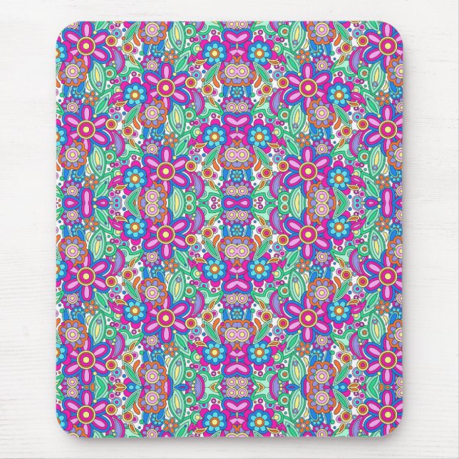 Tapis De Souris Vibrant mouse pad with a symmetrical floral  (Devant)
