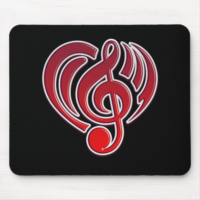 Tapis De Souris Vibrations Amour musical Coeur rouge Musique Note  (Devant)