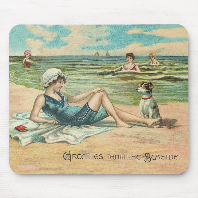 Tapis De Souris Victorian Beach maillot de bain Girl (Devant)