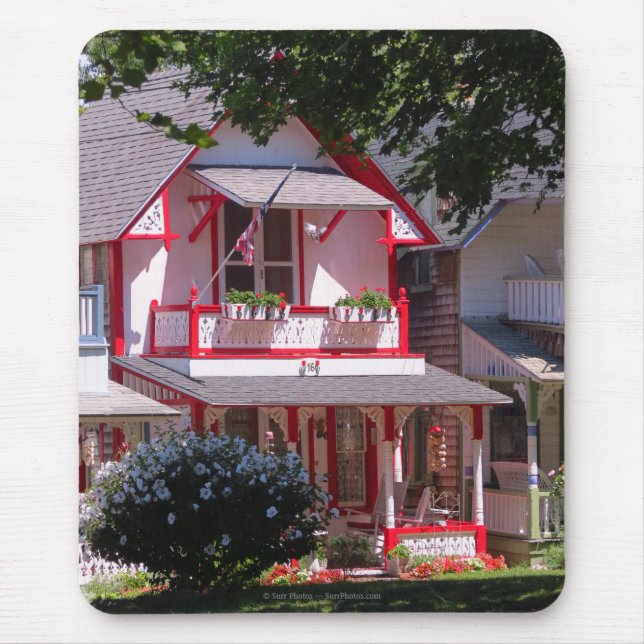 Tapis De Souris Victorien rouge et blanc - Martha's Vineyard (Devant)