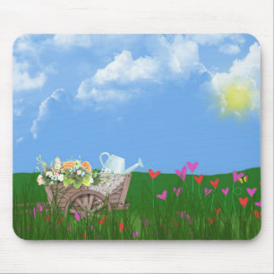 Tapis De Souris vieille brouette avec fleurs