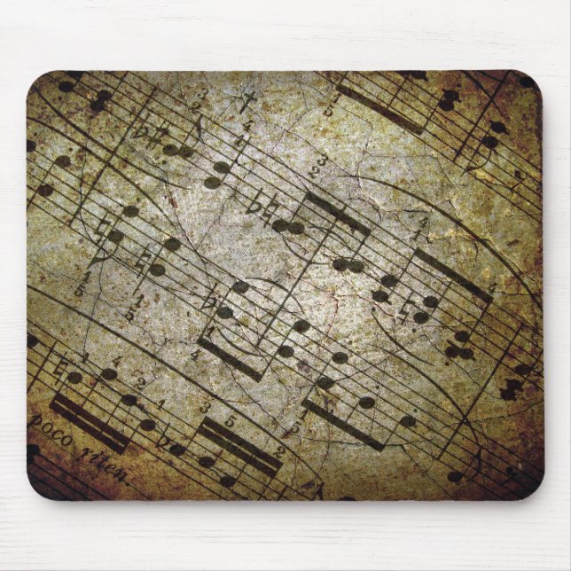 Tapis De Souris Vieille illustration musicale de feuille, notes (Devant)