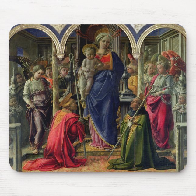 Tapis De Souris Vierge et enfant entourés par des anges (Devant)