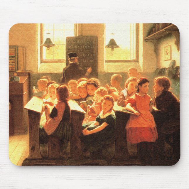 Tapis De Souris Vieux Classroom Scène Peinture Art (Devant)
