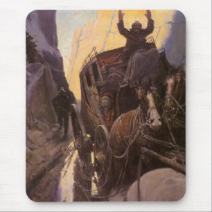 Tapis De Souris Vieux Cowboys, Hold Up dans le Canyon par NC Wyeth