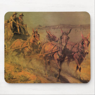 Tapis De Souris Vieux Cowboys, La diligence par John Borein