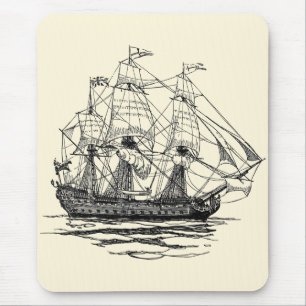 Tapis De Souris Vieux galion pirate, esquisse d'un navire de 74 ca