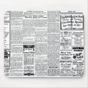 Tapis De Souris Vieux journal noir et blanc, rétro annonce vintag