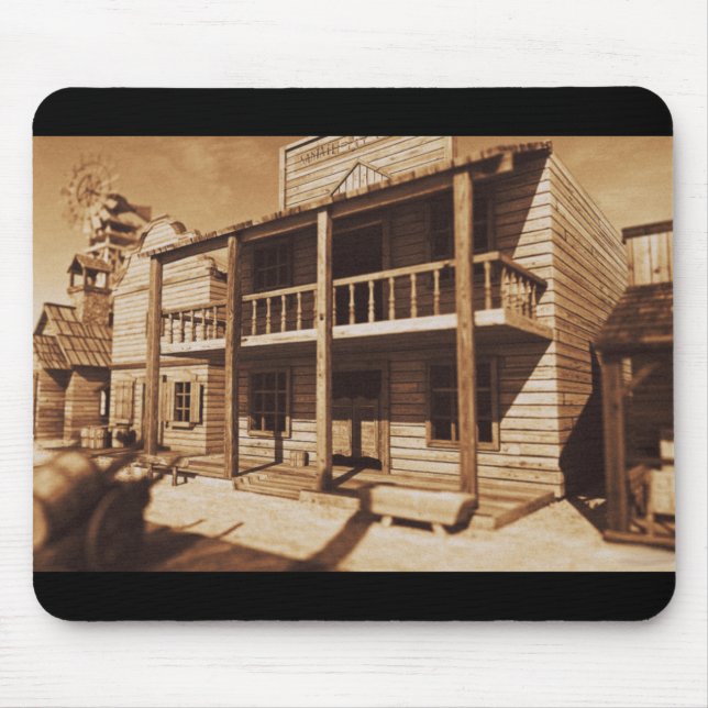 Tapis De Souris Vieux Ouest "Bordertown" Mousepad (Devant)