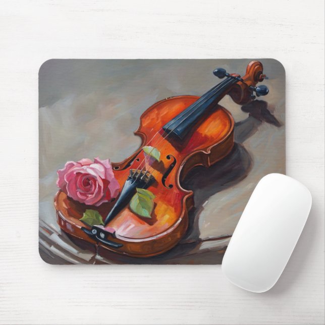 Tapis De Souris Vieux violon avec impressionnisme rose (Avec souris)