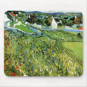 Tapis De Souris Vignobles avec vue sur Auvers de Vincent van Gogh