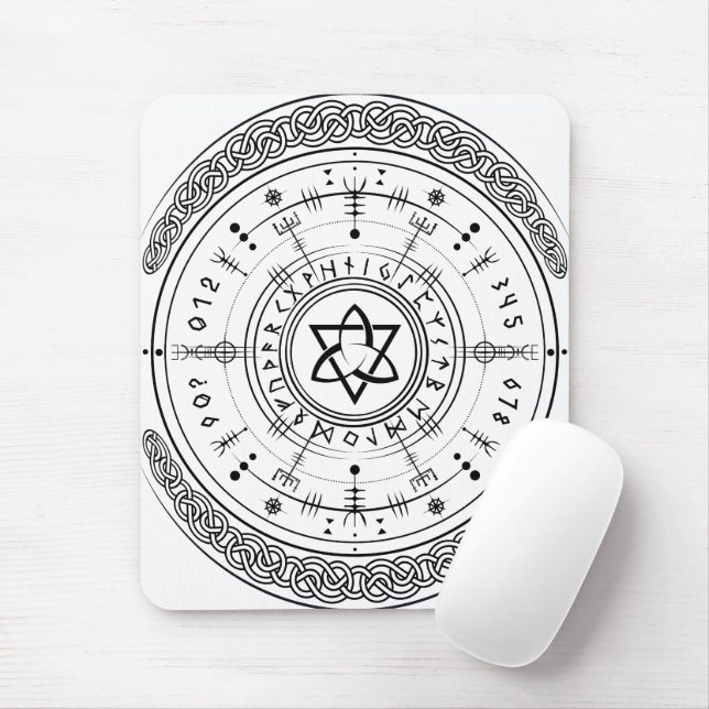 Tapis De Souris Viking Pagan Asatru Runic Compass, Runes Vegvisir (Avec souris)