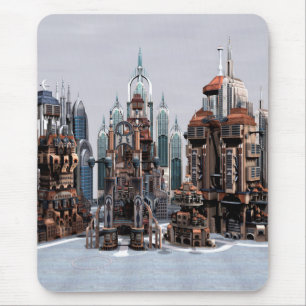 Tapis De Souris Ville de fantasy futuriste Art de la skyline de sc