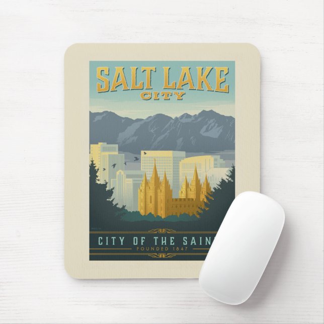 Tapis De Souris Ville des Saints | Salt Lake City, Utah (Avec souris)