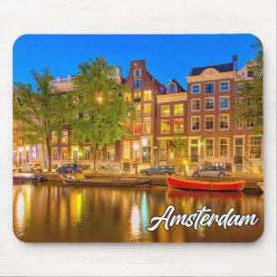 Tapis De Souris Ville emblématique d'Amsterdam, Pays-Bas