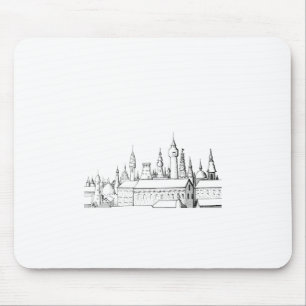 Tapis De Souris ville fabuleuse . artwork . noir et blanc