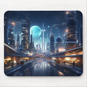 Tapis De Souris Ville futuriste de nuit