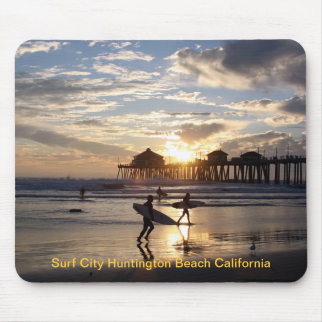 Tapis De Souris Ville Huntington Beach la Californie de surf (Devant)
