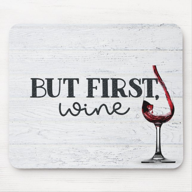 Tapis De Souris Vin Rouge Poulé Sur Bois (Devant)