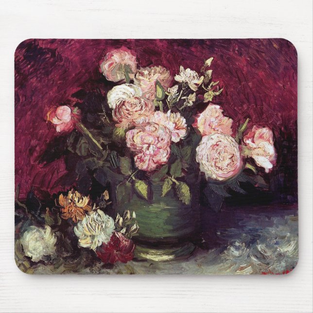 Tapis De Souris Vincent Van Gogh - Bowl avec Peonies et Roses (Devant)